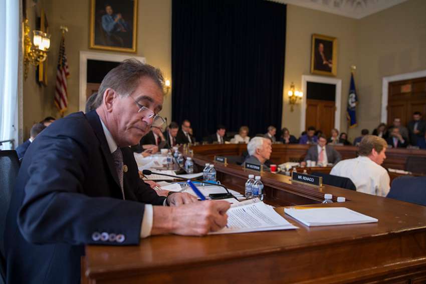Congressman Jim Renacci, R-Ohio, takes notes as he listens to House Budget Committee lawmakers deliver statements on the American Health Care Act during a March 16 hearing on Capitol Hill in Washington. 