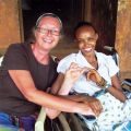 Joyce de Gooijer with Catherine, a Tanzanian student dealing with cancer. De Gooijer is the first lay director of VICS, the Spiritans Volunteer International Christian Service.