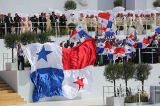 Panamanian flags are seen at World Youth Day 2016’s closing Mass in Krakow, Poland. The 2019 WYD in Panama will take place in January, rather than the usual time of July.