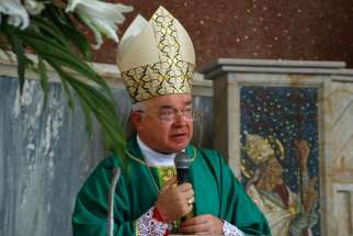 Archbishop Jozef Wesolowski, former nuncio to the Dominican Republic, is pictured celebrating Mass in Santo Domingo in 2009. The Vatican has placed a laicized papal ambassador under house arrest as he awaits a criminal trial for sexually abusing young boys.