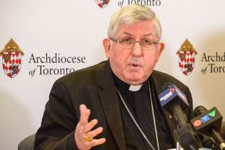 Toronto&#039;s Cardinal Thomas Collins speaks to the press about Pope Francis&#039; newly-released landmark text on the family April 8.