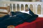 The exhumed body of Sr. Mary Wilhelmina Lancaster, OSB, founder of the Benedictines of Mary, Queen of Apostles, lies in repose at the Abbey of Our Lady of Ephesus in Gower, Mo., May 21.