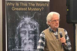 David Rolfe, a British documentary film producer, speaks Feb. 8 at a news conference hosted by the National Shroud of Turin Exhibit at the Marriott Marquis in Washington, D.C., to announce a $1 million challenge prize to anyone who can recreate the Shroud of Turin using only tools and techniques from the 13th and 14th century.