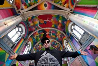 Artist Okuda San Miguel spent a week late last year painting and converting an abandoned church in Spain into an indoor skateboarding park.