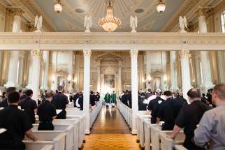 Seminarians attend Mass in 2017 in the Chapel of the Immaculate Conception at Mundelein Seminary in Illinois, near Chicago. 