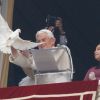 Pope Benedict XVI releases a dove after leading the Angelus from the window of his apartment overlooking St. Peter&#039;s Square at the Vatican Jan. 29. The Pope and two Italian schoolchildren released doves as a symbol of peace.