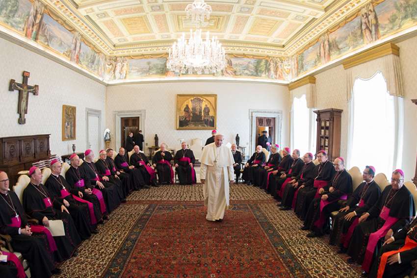 Pope Francis meets with Canadian Bishops in April during their &quot;ad limina&quot; visits to the Vatican to report on the status of their dioceses. 