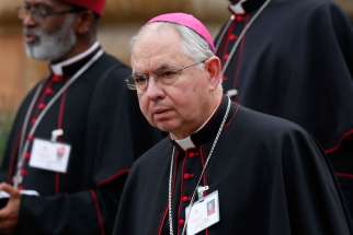 Archbishop Jose H. Gomez of Los Angeles at the Vatican Oct. 14, 2015. Gomez says the recently taken-effect assisted suicide law in California have crossed the line.