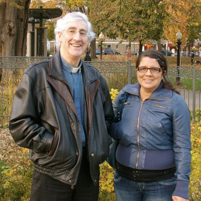 Deacon Robert Kinghorn, who takes to the streets weekly to minister to prostitutes and drug dealers along “the track” of downtown Toronto, speaks with Tracey Ferguson, who he helped leave a life of prostitution and addiction.