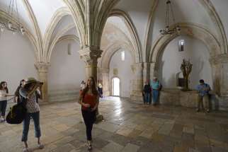 isitors walk into the Cenacle, the upper room believed to be the site of Jesus&#039; Last Supper, on Mount Zion in Jerusalem.