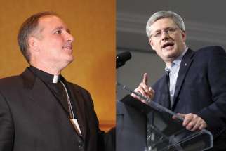 Archbishop Paul-André Durocher and Prime Minister Stephen Harper