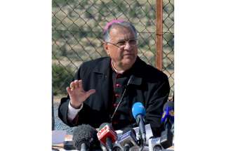 Latin Patriarch Fouad Twal of Jerusalem called for an end to the violence in Syria, saying that the refugees have lost hope in returning back home. In this photo, Twal speaks at a news conference at a convent in Cremisan Valley in Beit Jala, West Bank, April 2. 