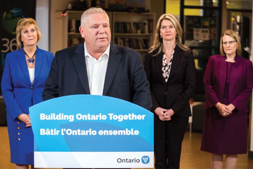 Ontario Premier Doug Ford, with Jill Dunlop, Associate Minister of Children and Women’s Issues, announces $20 million in funding to fight human trafficking.