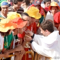 A priest distributes Communion to pilgrims during the closing Mass of World Youth Day. Only 100,000 of the estimated 1.5 million present received communion.