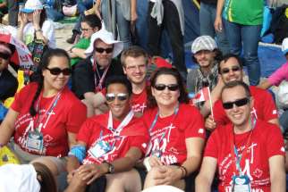 Isabel Correa, third from left, at WYD 2011 in Spain. She said the purpose of a pilgrimage is to go on a journey to seek the Lord