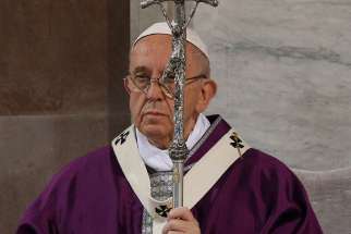 Pope Francis celebrates Ash Wednesday Mass at the Basilica of Santa Sabina in Rome March 1.