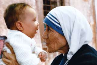 Mother Teresa during her 1985 visit to Canada. Teresa of Calcutta becomes a saint on Sept. 4.