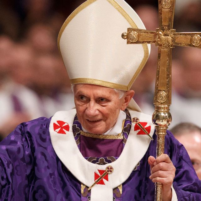 Pope Benedict XVI waves after celebrating Ash Wednesday Mass in St. Peter&#039;s Basilica at the Vatican Feb. 13. The service was expected to be the last large liturgical event of Pope Benedict&#039;s papacy. The pope announced Feb. 11 that he will resign at the end of the mont