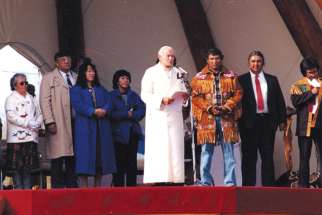 Pope John Paul II in Fort Simpson in 1987.