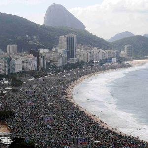 Pilgrims pack Copacabana beach for the World Youth Day closing Mass in Rio de Janeiro July 28. In attendance was an estimated 3 million people -- one of the largest crowds in the history of World Youth Day.