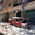 Debris litters the street after heavy fighting in the Salah El Dine neighborhood of Syria&#039;s northwest city of Aleppo Aug. 26.