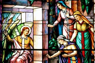  The Women at the Empty Tomb is depicted in this stained-glass window by artist Guido Nincheri at Notre Dame Cathedral in Ottawa, Ontario.