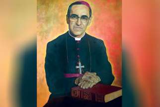 This painting of Salvadorean Archbishop Oscar Romero is located in the lower level of the Cathedral of San Salvador.