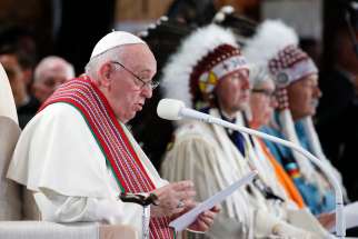 Pope Francis participates in the Lac Ste. Anne pilgrimage and Liturgy of the Word in Lac Ste. Anne, Alberta, July 26, 2022.
