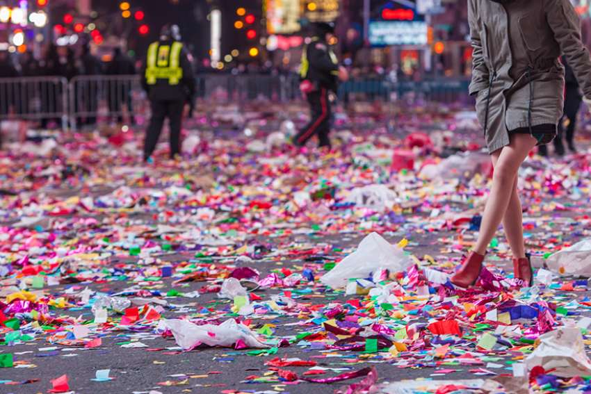 New Year&#039;s Eve aftermath in New York City 2015. 