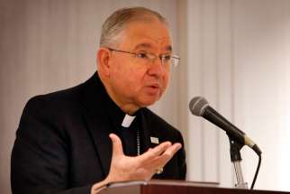 Los Angeles Archbishop Jose H. Gomez speaks at a conference in Chicago Aug. 19. The California Catholic bishops are urging voters to support banning the death penalty the November ballot. 