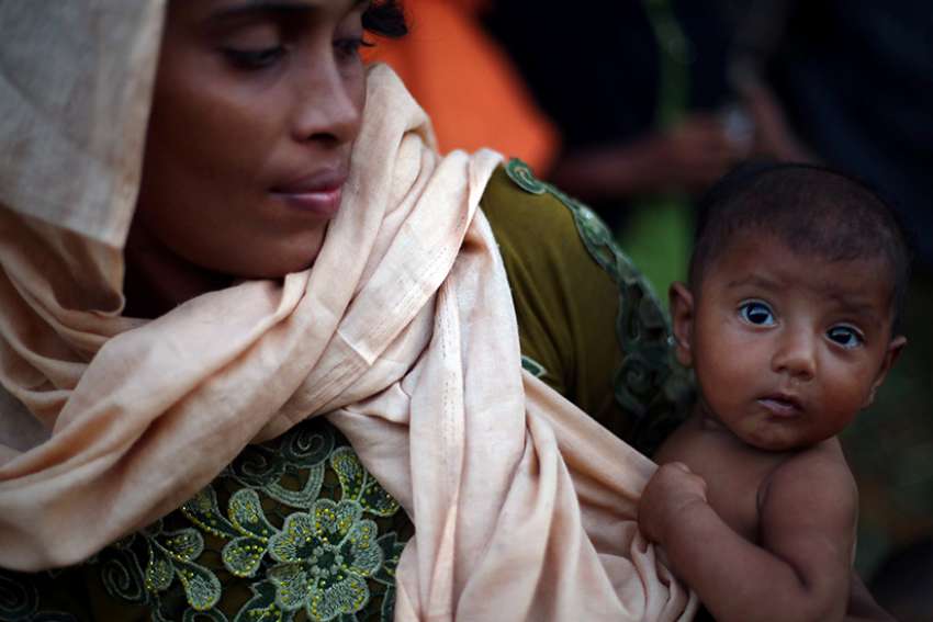 A mother and daughter are seen at a refugee camp near Cox&#039;s Bazar, Bangladesh Oct. 22. 