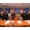 A group of Canadian religious from different faiths met with Foreign Affairs Minister John Baird, standing fifth from left, Jan. 18 in Toronto to discuss the proposed Office of Religious Freedom. Among those at the meeting was Toronto Archbishop Thomas Collins, second from right.