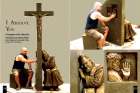 Sculptor Timothy Schmalz demonstrates the interactive facet of his sculpture of St. Padre Pio.