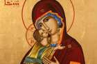 This icon of Mary and the Christ Child was written by Melkite Sister Souraya Herro for the Mary, Mother of Persecuted Christians shrine located in the Church of Our Lady of the Assumption and St. Gregory in central London.