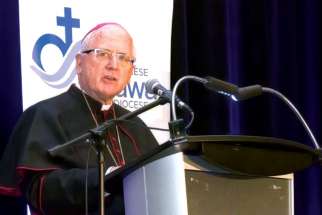 Ottawa Archbishop Terrence Prendergast speaks at his annual charity dinner earlier this fall. He explained some of the major changes happening within the Archdiocese of Ottawa, including his upcoming retirement in the new year.
