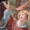 St. Stephen the Martyr is seen in a mural painted by Lorenzo Sabbatini. He was the first deacon and today lives on as patron saint of deacons.