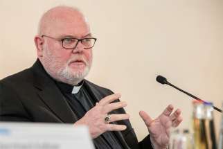 German Cardinal Reinhard Marx of Munich and Freising gives a statement on the Munich abuse report to the media Jan. 27, 2022. The news conference came a week after the publication of the report on abuse in his archdiocese.