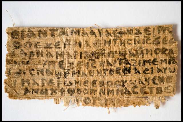 A previously unknown scrap of ancient papyrus written in ancient Coptic is pictured in this undated handout photo. The fourth-century text provides the first known piece of evidence that some early followers of Jesus proposed that he was married.
