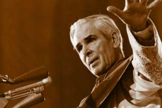 U.S. Archbishop Fulton J. Sheen is pictured preaching in an undated photo.