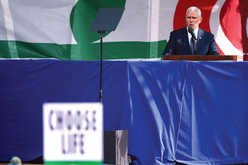 U.S. Vice President Mike Pence speaks during a rally at the annual U.S. March for Life in Washington Jan. 27.