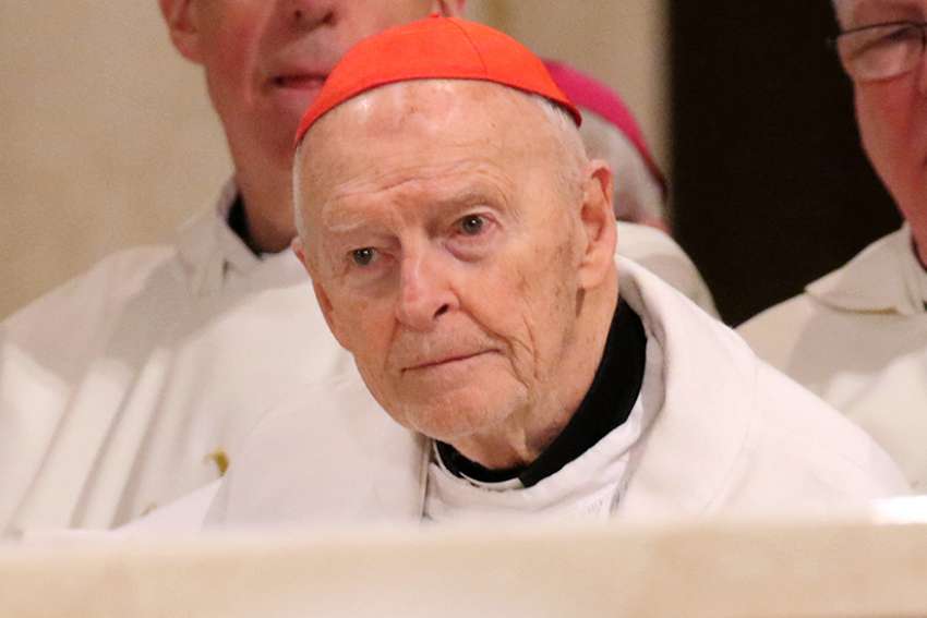 Cardinal Theodore E. McCarrick, retired archbishop of Washington, is seen during the opening Mass of the National Prayer Vigil for Life at the Basilica of the National Shrine of the Immaculate Conception in Washington Jan. 18. Pope Francis accepted Cardinal McCarrick&#039;s resignation and ordered him to a life of prayer and penance July 27.