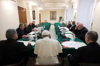 Pope Francis leads the 18th meeting of his Council of Cardinals at the Vatican Feb. 13, 2017. The Council of Cardinals, often referred to as the C9, held its first meeting of the year Feb. 26-28 with Pope Francis.