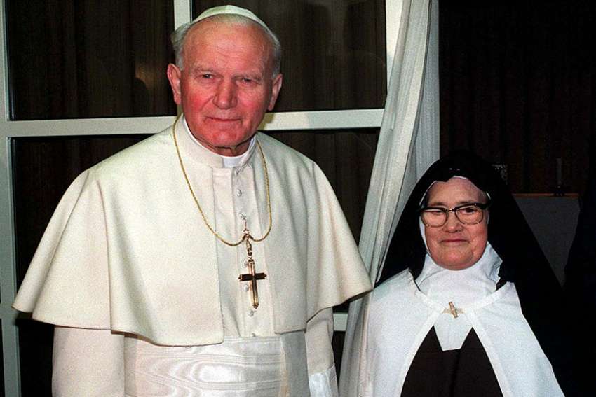 Pope John Paul II is pictured with Carmelite Sister Lucia dos Santos, the last of the three Fatima visionaries alive in 1991. Recent popes have had a special affection for Our Lady of Fatima, but no pope&#039;s connection can match that of now St. John Paul II.
