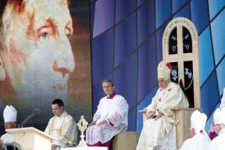 Pope Benedict XVI leads Mass and the beatification of Cardinal John Henry Newman in Birmingham, England, Sept. 19, 2010.