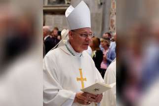 Pope Francis has accepted the resignation of Bishop Robert W. Finn of Kansas City-St. Joseph, Mo., who was convicted in 2012 on one misdemeanor count of failing to report suspected child abuse. Bishop Finn is pictured in a 2014 photo at the Vatican.