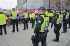 Ottawa police stand between pro-choice advocates trying to shut down the National March for Life and the pro-life marchers.