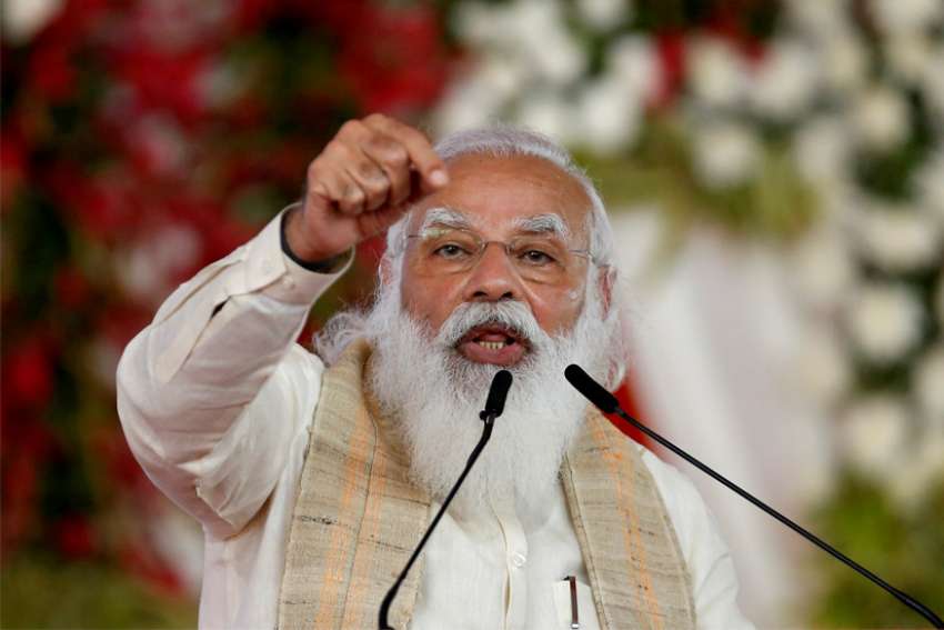Indian Prime Minister Narendra Modi is pictured in a March 12, 2021, photo. Syro-Malabar Archbishop Kuriakose Bharanikulangara of Faridabad, India, has urged Modi to facilitate the rebuilding of a church demolished by government officials in the Indian capital of New Delhi.