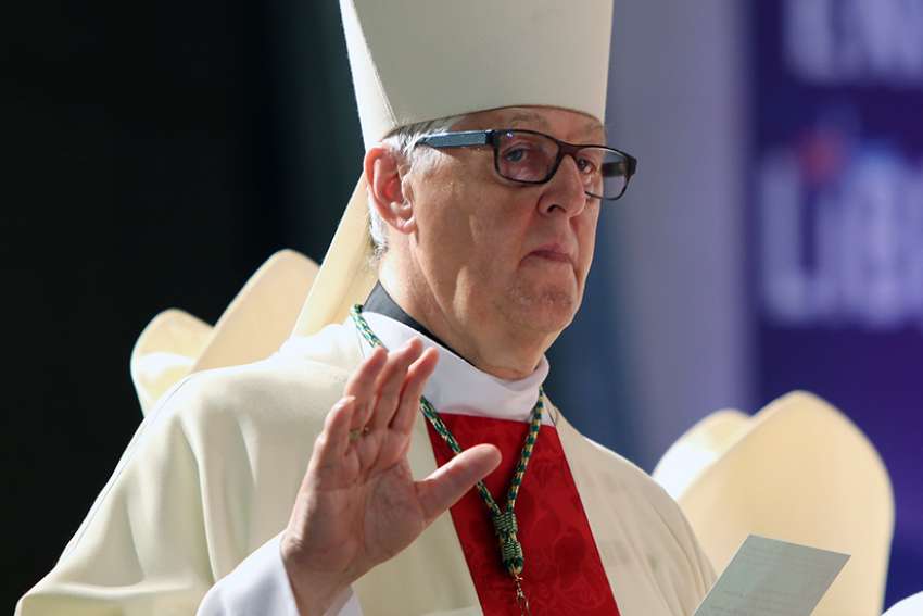 Canadian Bishop Noel Simard of Valleyfield, Quebec, president of the Assembly of Catholic Bishops of Quebec, said the main Quebec organizer for the May 9, 2019, National March for Life in Ottawa went too far in accusing Pope Francis of heresy. Bishop Simard is pictured in a July 22, 2018, photo. 