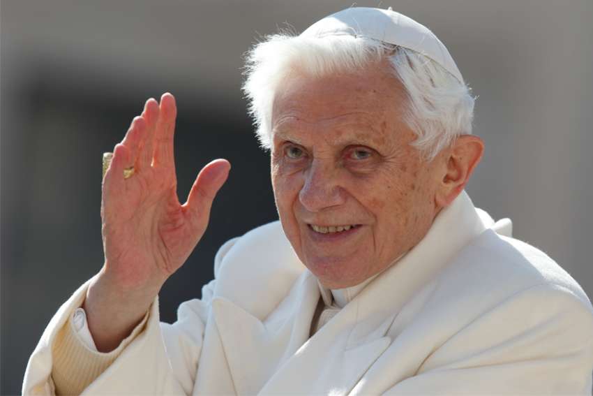 Pope Benedict XVI waves as he leaves his final general audience in St. Peter&#039;s Square at the Vatican in this Feb. 27, 2013, file photo.
