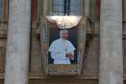 A banner showing Pope John Paul I is unveiled on the facade of St. Peter&#039;s Basilica as Pope Francis leads the beatification of the late pope in St. Peter&#039;s Square at the Vatican Sept. 4, 2022.